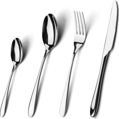 Stainless Steel Cutlery for 6 People, 24 Pieces, Exquisite Thin Handle Knife, Fork, Spoon, Tableware Set, Dishwasher Safe, Rust-Proof