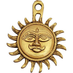 Decorative Wall Art Hanging Sculpture Sun Metal Antique Gold Finish Sun Idol Face Indian Traditional Hanging Statutes for Indoor Outdoor Great for Housewarming Gift Ideas