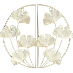 Gold Wall Decoration Metal 3D Wall Sculptures, Pack of 2 Ginkgo Leaf Wall Decoration, Golden Hanging Decoration, Round Wall Decoration, Living Room, Bedroom Background, Wall Decoration, Mother's Day