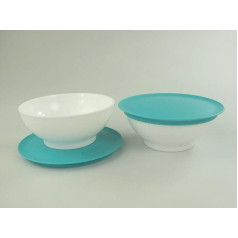 TUPPERWARE Allegra Dessert Bowl 275 ml white turquoise (2)