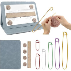 Magnetic Crochet Pattern Holder with 6 Stitch Holders for Knitting, Portable Knitting Chart Pattern Document Holder for Knitting Accessories, Crochet Lovers, Office Supplies