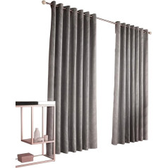 Furn Himalaya Eyelet Curtains (Pair) - Ready-Made - Polyester - Silver - 229 cm x 229 cm, Polyester, Silver, 229 x 229 cm (90 x 90 inches)