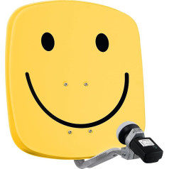 TechniSat DIGIDISH 45 Satellite Bowl for 1 User (45 cm Small Satellite System - Complete Set with Wall Mount and Satfinder V/H-LNB) Smiley Face, Yellow