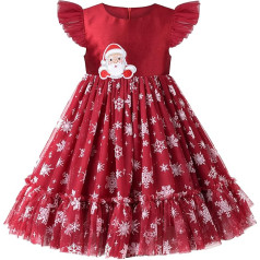 Girls' Dress Floral Ruffle Tulle Skirt Flutter Flare Sleeve Size 104-134