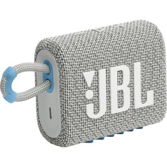 JBL GO 3 Eco - Small Bluetooth Box Made of Recycled Material - White - Waterproof Portable Speaker for Travel - Up to 5 Hours Playback Time on Just One Battery Charge