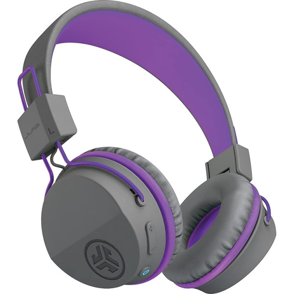 JLAB Audio Jbuddies Studio Bluetooth Wireless Folding Headphones Kid Friendly 13 Hour Battery Life Bluetooth 4.1 Ages 6 16 Gray/Purple