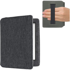 kwmobile Flip Case Compatible with Kobo Aura Edition 1 - Front Compartment Hand Strap - Dark Grey