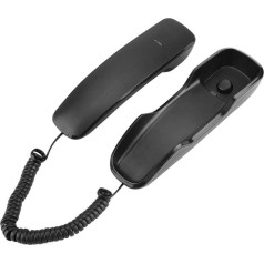 A061 Wall Telephone, Noise Cancellation Number Wall Dialing Phone Redial Built-in Dial Button Panel in Handset Support Mute/Pause Phone with One Line (Black)