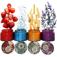 Scented Candles in Glass Scented Candles Gift Set in Glass Soy Wax Candles Set of 4 Up to 100 Hours Burning Time Aroma Candles in Glass Christmas Gifts Soy Wax Candles & Tea Lights
