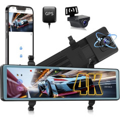 OiLiehu 11.26 Inch Touchscreen 4K UHD Mirror Dash Cam with Rear View Camera GPS WiFi Dash Cam Car with G-Sensor/APP Control/WDR/ADAS/BSD/Parking Monitor/150° Wide Angle/Night Vision