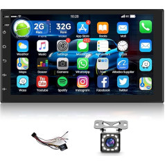 Android Car Radio 7 Inch 2 DIN HD Touchscreen Car Radio Double DIN Screen, Hodozzy Car Radio 2G + 32G with GPS Navigation, WiFi, Bluetooth, Phone Mirrorlink, FM-RDS Radio, USB Reversing Camera SWC