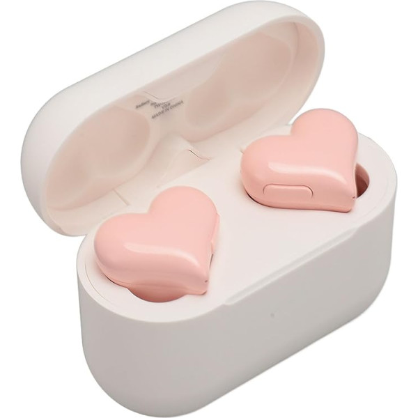Heart-shaped Wireless Earbuds, HiFi Stereo Sound, Waterproof 5.3 Headphones with Charging Case Girls and Women (Pink)