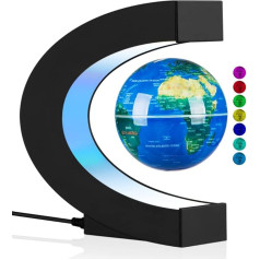 Floating Globe with LED Lights, Multicoloured Changing Magnetic Levitation Globe Rotating Floating World Map Globe Lamp Office Home Desk Decoration Gadget for Friend Birthday Gifts