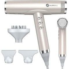 Slopehill Ion Hair Dryer, 110,000 RPM for Quick Drying, Magnetic Diffuser, Low Noise, Bioceramic Technology, for Home, Travel, Salon 2000 W (Champagne Gold)
