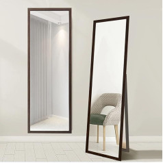 Full Length Mirror, Standing Mirror with Brown Frame for Hanging and Floorstanding, Large Full Length Mirror, Decorative Mirror for Bedroom, Living Room (40 x 150 cm, Rectangular)