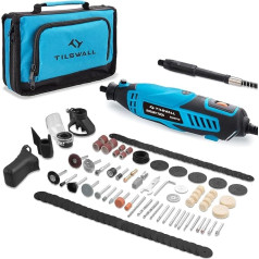 Tilswall Multifunction Tool, Rotary Tool 160 W with 145 Accessories, 8,000-33,000 rpm, Flexible Shaft for Milling, Separating and Engraving, Includes Protective Cover