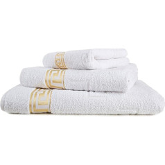 Arle-Living Medusa Hand Towel / Sauna Towel 50 x 90 / 100 x 150 / 100 x 200 cm Finest Cotton / Jacquard Weave / Deep Pile Terry Cloth with Medusa Flat-Embossing and Golden Medusa Border
