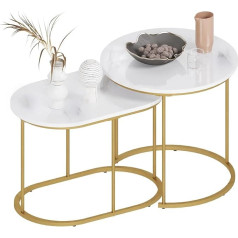 SogesHome Set of 2 Coffee Tables for Living Room, Side Table Set, Living Room Table, Bedside Table, Plant Table with Metal Frame, Easy Assembly