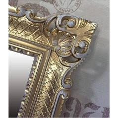 Lnxp Wall Mirror Baroque Mirror in Gold White Dual Colour 90 x 70 cm Antique Baroque Rococo Shabby Chic Renaissance Art Nouveau Style Retro Design with Ornate Decorations Luxury Splendid 58SP