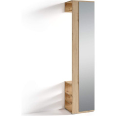 byLIVING Flurgarderobe Ben / Garderobe Eiche-Optik hell-braun mit Spiegel / Spiegelschrank für Flur mit Kleiderstange u. Ablage / B 40, H 184, T 35 cm