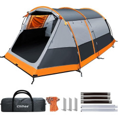 Chihee Camping Tents Tunnel Tent 4 Person Family Tent with 2 Doors Extra Weatherproof Tent 4 Seasons Tents with Double Waterproof Groundsheet Shielded Porch Carry Bag for Outdoor