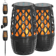 Outdoor Bluetooth Speaker with Light, Decor, Tech Gadget Cool Stuff, Sync up to 100 Wireless Portable Speaker with Wall Mount/Stake/Hook, Waterproof for Patio/Yard/Party/Camping, Pack of 2