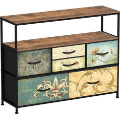 Bedroom Chest of Drawers with Open Shelf, 6 Drawers, Chest of Drawers for Bedroom, Storage Unit, TV Stand for Living Room, Hallway, Cabinet with Wood Top, Metal Frame