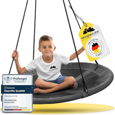 WOLKENGLÜCK® Nest Swing [Diameter 110 cm] - Height-Adjustable Swing Outdoor & Indoor for Children and Adults (max. 150 kg) - Plate Swing with Mounting Accessories [Grey]