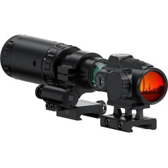 M57 Magnifier with V90 2 MOA Red Dot Visor Combo Kit, 1 x 25 mm Rifle Scope with Red Dot Magnifier for 20/22 mm Picatinny/Weaver Rails