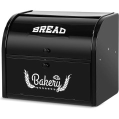 Large Capacity Bread Box Double Compartment Roll Top Bread Box Kitchen Food Storage Metal Bread Container Countertop Bread Holder Double Layer Bread Storage No Installation