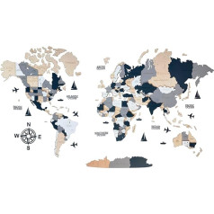 Wooden World Map 3D Art Large Wall Decor Any Occasion Medium Large XL Gift Wall Art for Home Kitchen Office