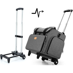 Luxja Overlocker Removable Trolley, Coverlock Sewing Machine Trolley with Removable Underlay, Overlock Sewing Machine Bag (Only One Empty Bag Included), Grey