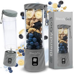 BlendyGo 3® Blender Smoothie Maker, Smoothie Mixer Small, Mini Portable Blender, Portable Blender, USB, Smoothie Maker to Go, Stand Mixer 550 ml, BPA-Free, PulseMotion & BlendPro Technology (Grey)