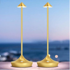 LED Battery Table Lamp Wireless Set of 2, Modern Dimmable Wireless Table Lamp 6000 mAh, Aluminium, Waterproof, Table Lamps Rechargeable for Outdoor Indoor Restaurant Bedside Table Patio