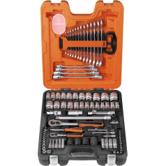Bahco S877 S87+7 Socket Set 94-Piece 1/4-Inch And 1/2-Inch Drive