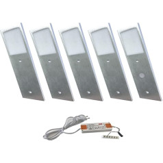 Super Thin and Aluminium Body LED Under-Unit Light Kitchen Furniture Light Warm White Includes Converter One Spotlight with Switch (5 Pieces)