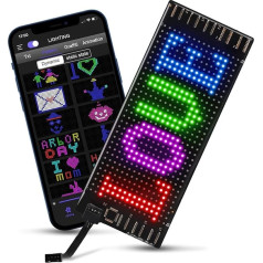 LED Name Plate, 17 x 7 cm LED Scoreboard, LED Scroll Programmable, Light Sign for Car, Truck Name Plates, Text, Graffiti, Smart App, Bluetooth USB 5 V