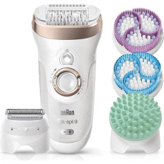 Braun Silk-épil 9 SkinSpa 9-961v Women's Epilator 9-961v with 12 Extras, incl. Shaving Attachment Deep Massage Pad White/Gold