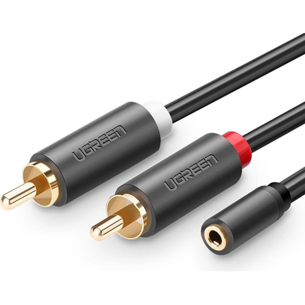 Audio kabelis mini jack 3,5 mm (sieviešu) - 2RCA (vīriešu) 1 m - pelēks