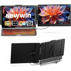 Laptop Screen Extension - 14 Inch FHD 1080P IPS Portable Laptop Screen Monitor Extender Compatible with 13 - 17 Inch Laptop for Windows Mac Chrome Switch