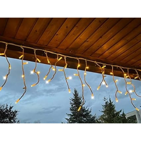 Professional Series - LED Icicle Fairy Lights Outdoor, Flashing, Icicle Light, Extension Chain without Power Cable, 3 m x 0.5 m, Warm White, Expandable up to 288 m, for Christmas, Buildings,