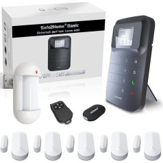 Basic Wireless Alarm System in Black - WLAN & SMS Complete System 2.4 & 5 GHz for Home and Apartment with App Control Call and SMS Alarm