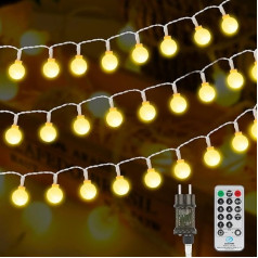 39 m Fairy Lights Ball Warm White with Plug for Outdoor and Indoor Use