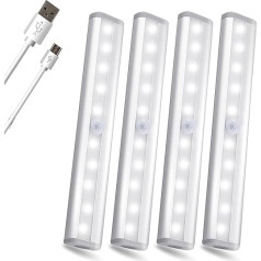 Cabinet Lighting LED with Motion Sensor Pack of 4 Cabinet Light Cabinet Light LED Strip Under-Unit Light Kitchen Cabinet Lights for Wardrobe, Stairs, Trunk, RV