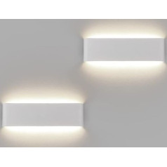 Klighten 2-Pack 30 cm Wall Lamp 10 W LED Indoor Wall Light Up Down, 4000 K Natural White Decorative Wall Lights for Staircase, Dining Room, Living Room, Bedroom, White