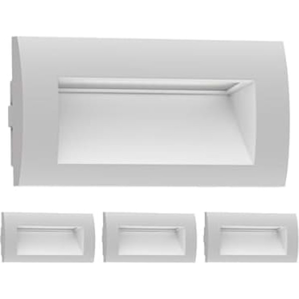 ledscom.de Set of 4 LED recessed wall lights ZIBAL downlight for outdoor use, IP65 matt, 140 x 70 mm, 3.3 W, 209 lm, warm white