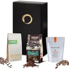 GUSTONE. Premium Coffee Gift Set | 3 Exquisite Coffees | Workers Dark (Berliner Coffee Roastery) Anokhi AA (SUPREMO) Da Lagoa (chicco di caffè)