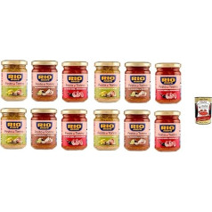Rio Mare Pesto al Tonno Test Pack, Tuna Pesto Cooking Sauce with Almonds and Pecorino - with Pistachios and Lemon - with Black Olives and Chili 12 x 130 g + Italian Gourmet Polpa 400 g