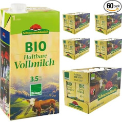 Black Forest Milk Low Fat H Milk 3.5% Fat, Durable Milk, 1 Litre Each, 60 Pieces + pufai