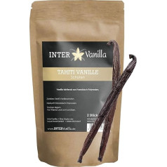 InterVanilla Genuine Tahiti Vanilla Beans, Pack of 2 13-15 cm High Quality Exclusive Vanilla from French Polynesia